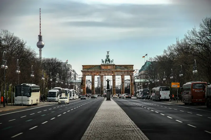 Brandenburg Gate and the TV Tower in Berlin, Germany