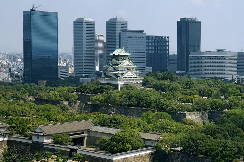 Osaka Castle and its surrounding trees, Japan