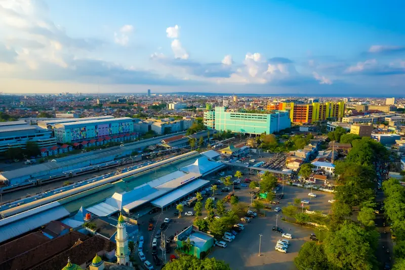 A high-angle view across Surabaya, Indonesia