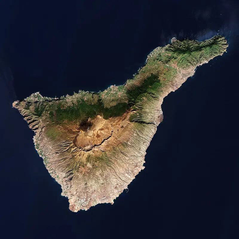 Satellite view of Tenerife in the Canary Islands, Spain